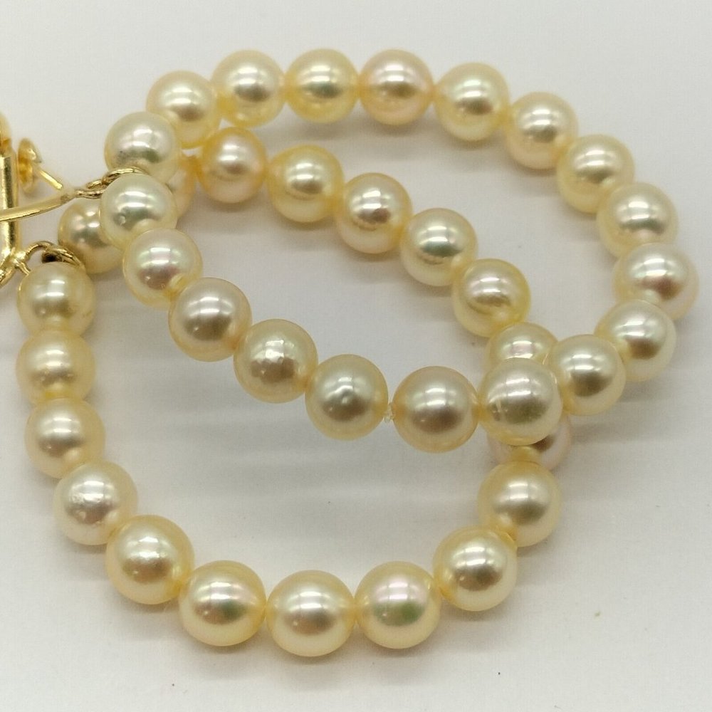 100% Authentic Jewelry Earring 2 set Pearl Yellow Gold - Picture 3 of 9